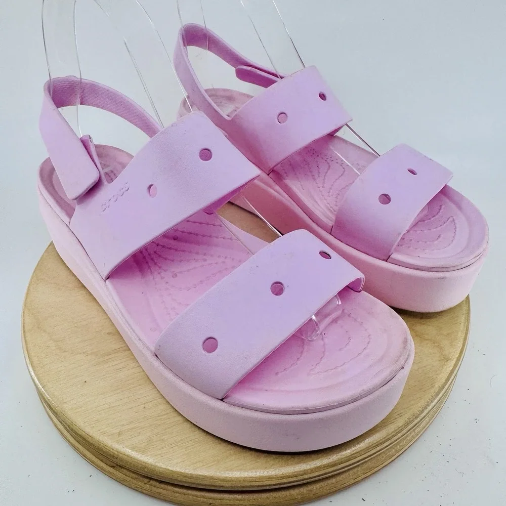 Crocs Brooklyn Platform Sandals Light Pink Women's Size 8 Comfort Casual